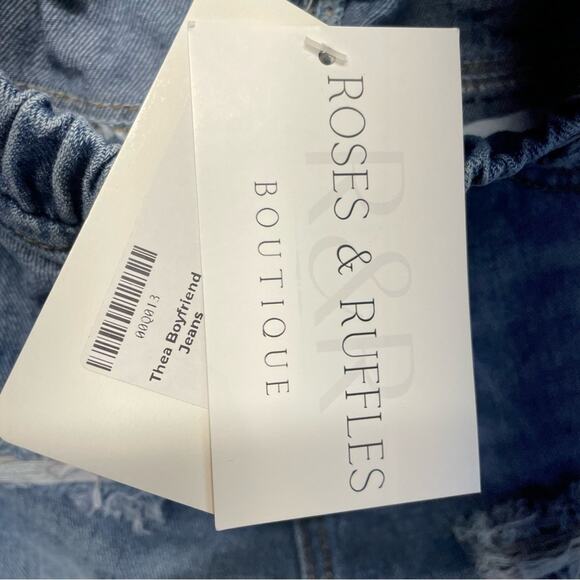 Distressed Denim Jeans Medium Wash boyfriend fit Girls Size 6-7 - Picture 6 of 10